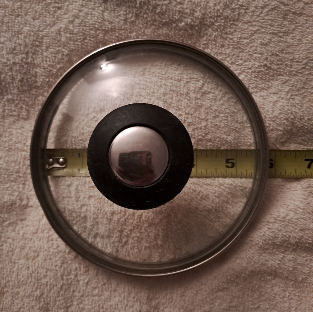 Glass Pot Lid with Black Handle, Silver Accent 5-1/2" Diameter, Firm